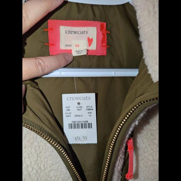 Crewcuts Girls 14 Cream Fleece Zipper Pockets Mock Neck Sleeveless 22117 - Picture 4 of 7